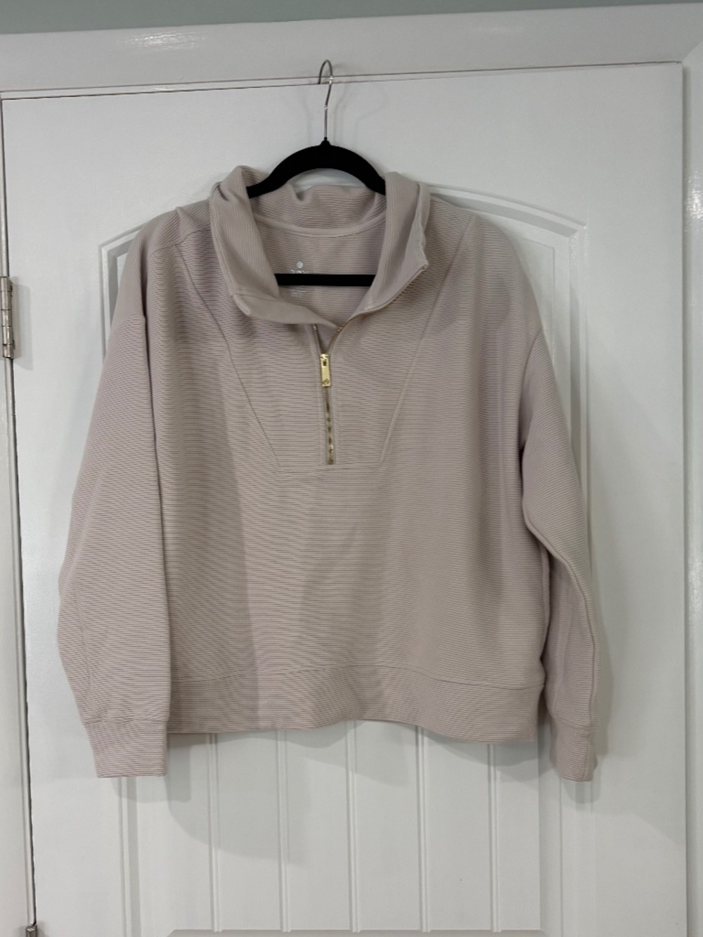 Apana ribbed half zip pullover bone color ribbed